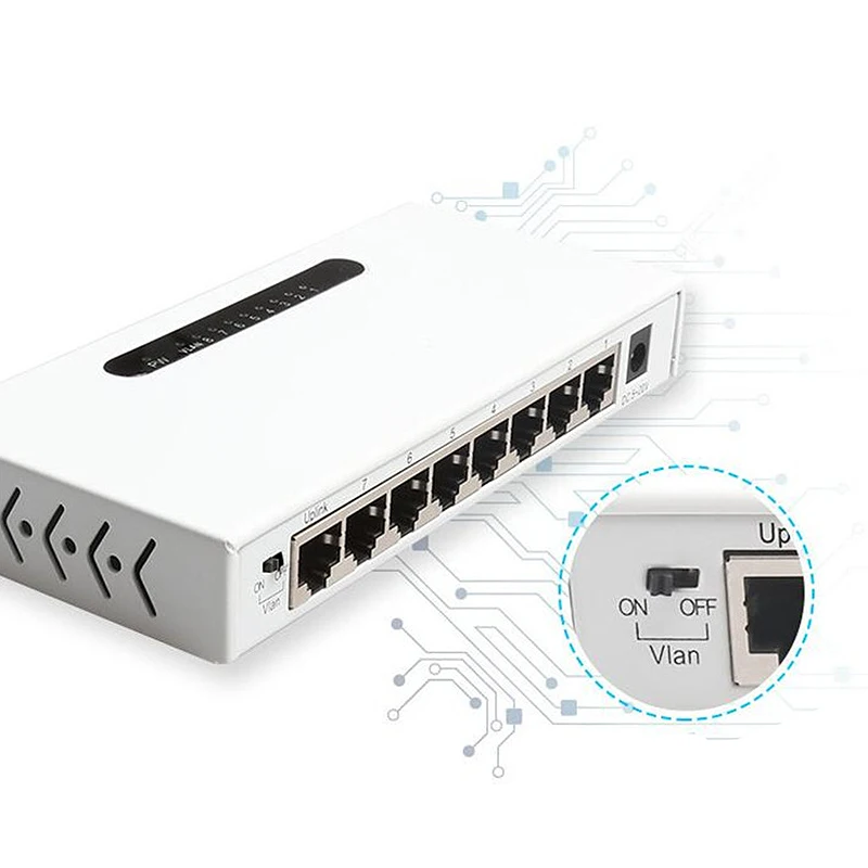 Топ 8 Порты сети переключатели гигабитный настольный коммутатор 10/100/1000 Мбит/с Rj45