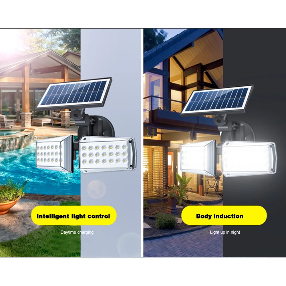 

80COB/42LED Solar Microwave Wall Lamp Human Body Induction Double Head Rotatable Home Garden Waterproof Solar Street Light