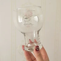 450ml cute cat glass cup korean milk juice cup coffee glass mug transparent heat resistant drink cup home office cafe drinkware
