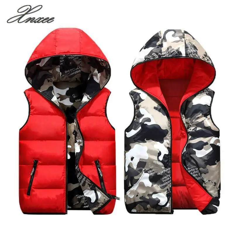 

Xnxee Women Vests Plus Size Hooded Two Side Camouflage Warm Waistcoat Winter Black Jacket Outerwear Sleeveless Coat