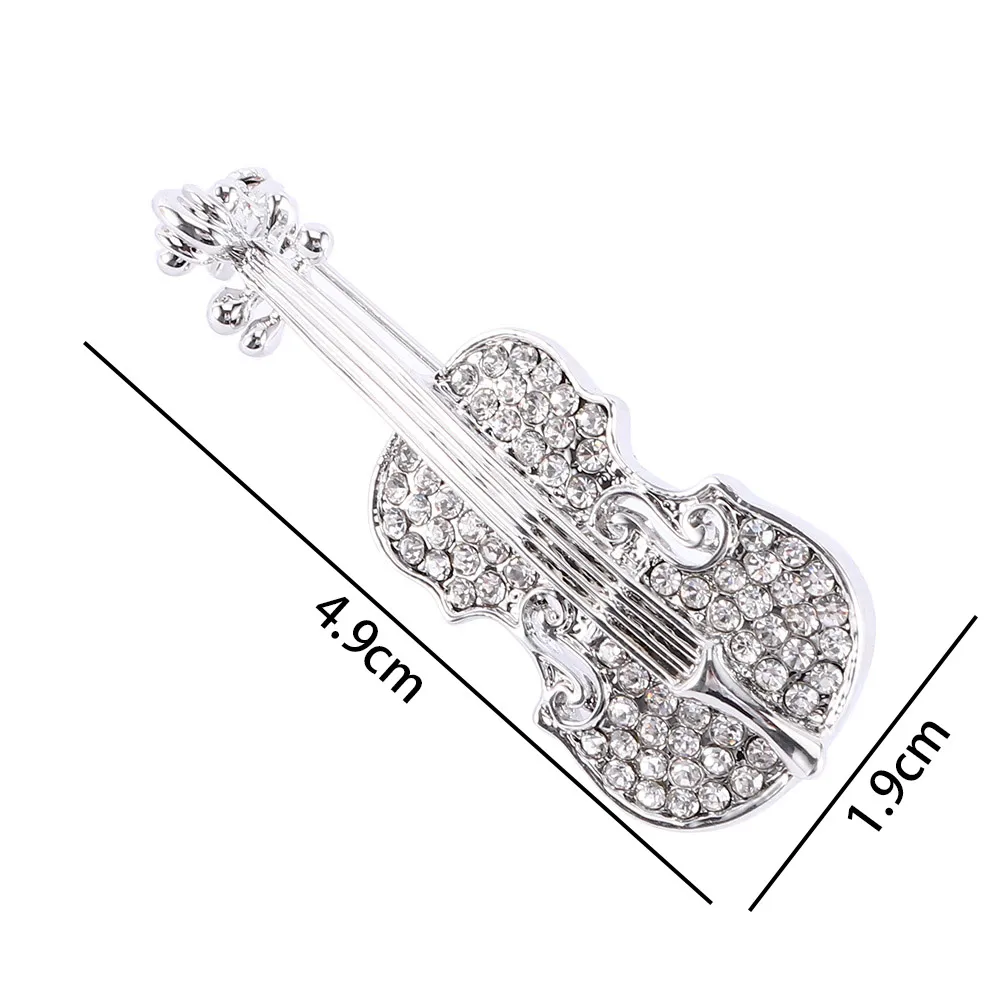 Милая брошь для скрипки блестящая Брошь со стразами значок с отворотом свадебные