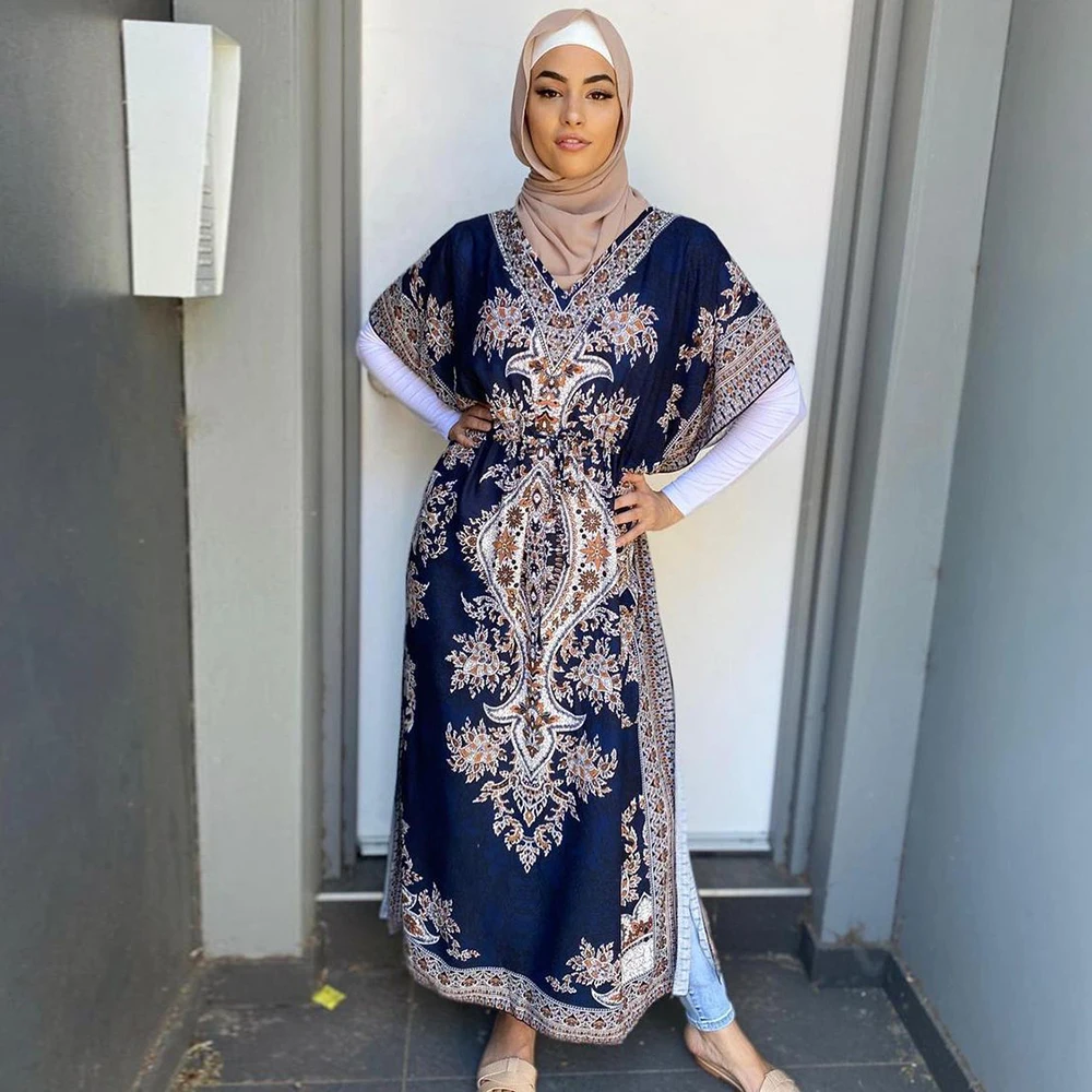 

Ramadan Muslim Hijab Maxi Dress women Eid Moubarak Abaya Dubai Turkey moroccan kaftan Robe Djellaba Ensemble Femme Musulmane