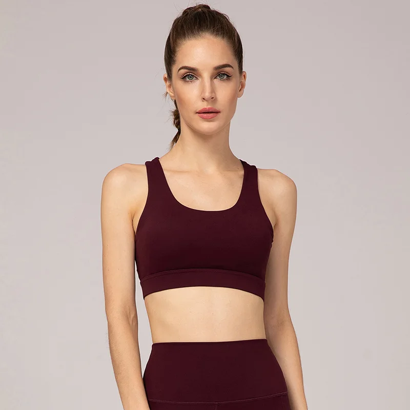 

Backless Sport Bra For Women Seamless Breathable Bra Women's Running Shockproof Belt Bra Yoga Sexy Running Fitness Vest 2021