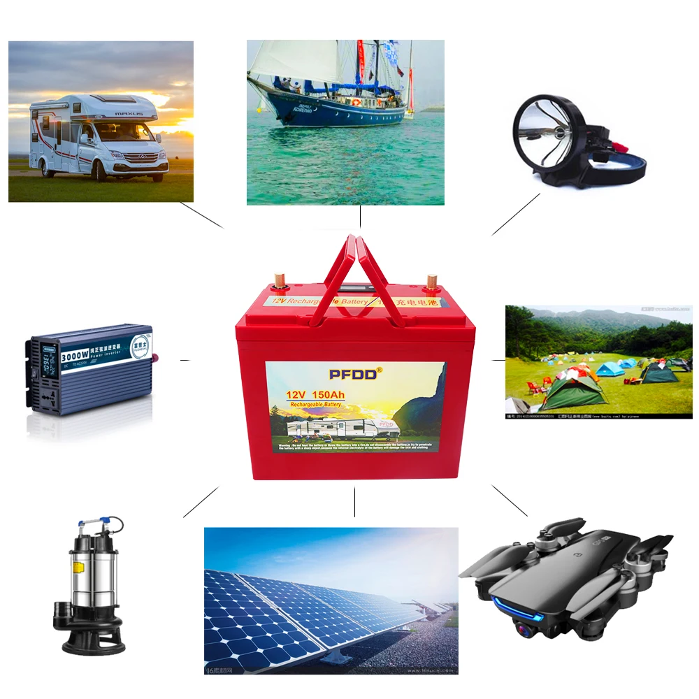 Литий-железо-фосфатный аккумулятор 12 В LiFePO4 с BMS 150 Ач для тележки гольфа EV RV