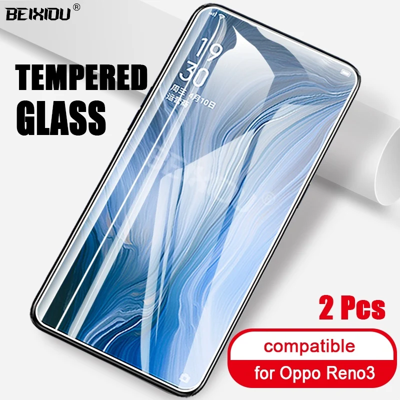 2 шт. закаленное стекло для Oppo Reno 3 Защита экрана 2.5D 9h защитная пленка|Защитные