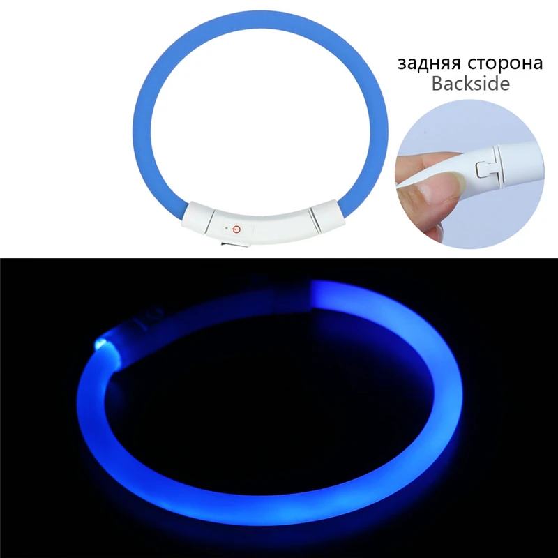 Usb зарядка Регулируемый ошейник для собак светодиодный перезаряжаемый ночной мигающий светящийся ошейник для собак пластиковый однотонный ошейник для собак - Цвет: Buckle Blue A