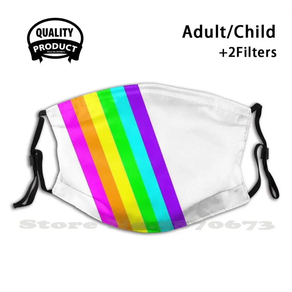 

Rainbow Stripe Funny Cool Cloth Mask Rainbow Stripe Aviator Nation Pink Orange Yellow Green Blue Purple Neon Eighties
