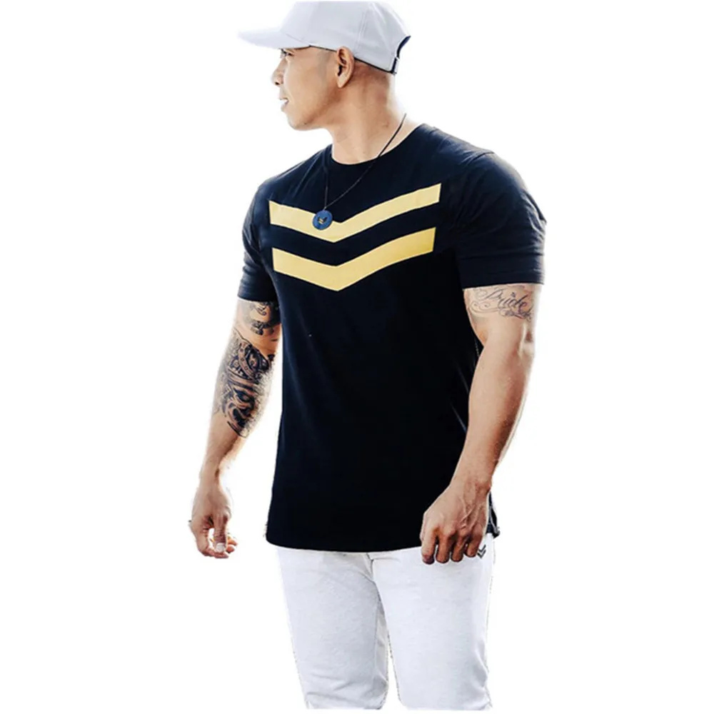 

Фитнес футболка для мужчин кроссовки тренировочная Спортивная компрессионная футболка с коротким рукавом хлопковая футболка с коротким р...