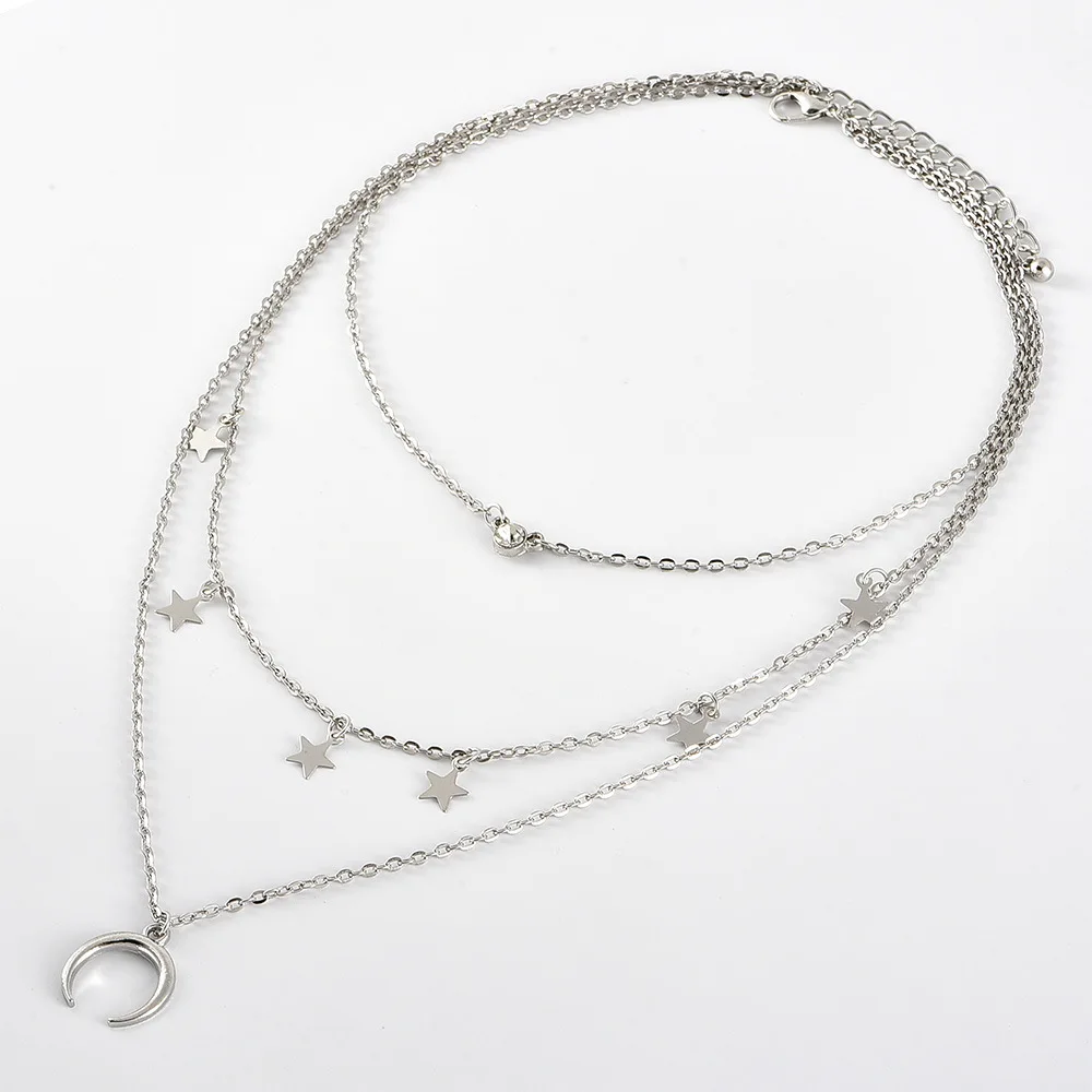 2019 модное многослойное ожерелье-чокер эффектное ожерелье кулон с Луной и