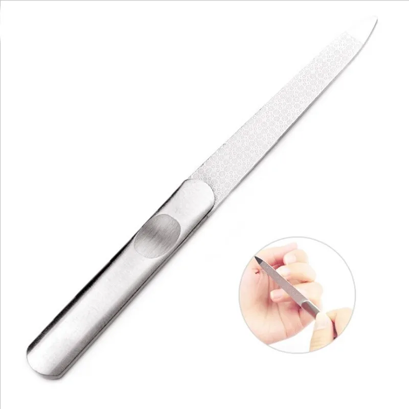 Пилка для ногтей из нержавеющей стали двусторонняя металлическая скраб педикюра