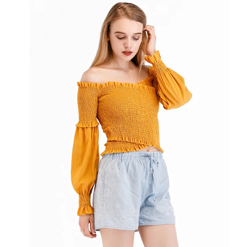 Женская рубашка с открытыми плечами ITOOLIN пляжный укороченный топ длинными