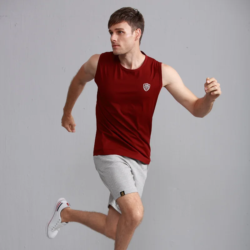 Мужская майка с круглым вырезом хлопковая эластичная без рукавов принтом одежда