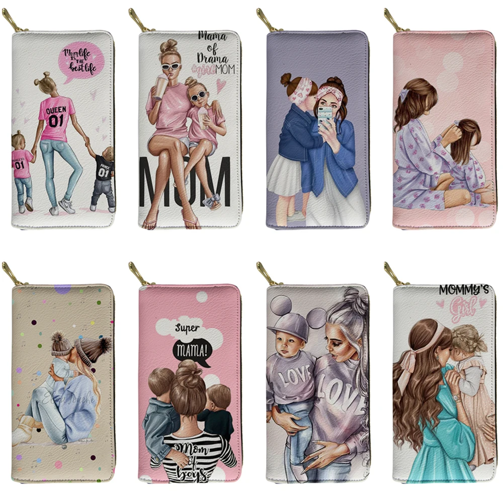 ELVISWORDS супер мама милый мальчик девочка узор женский длинный бумажник мода