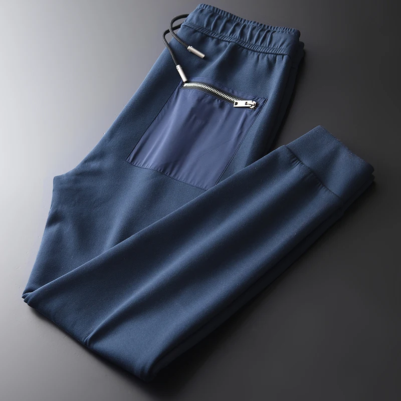 Мужские бархатные брюки Minglu однотонные облегающие с эластичной резинкой на