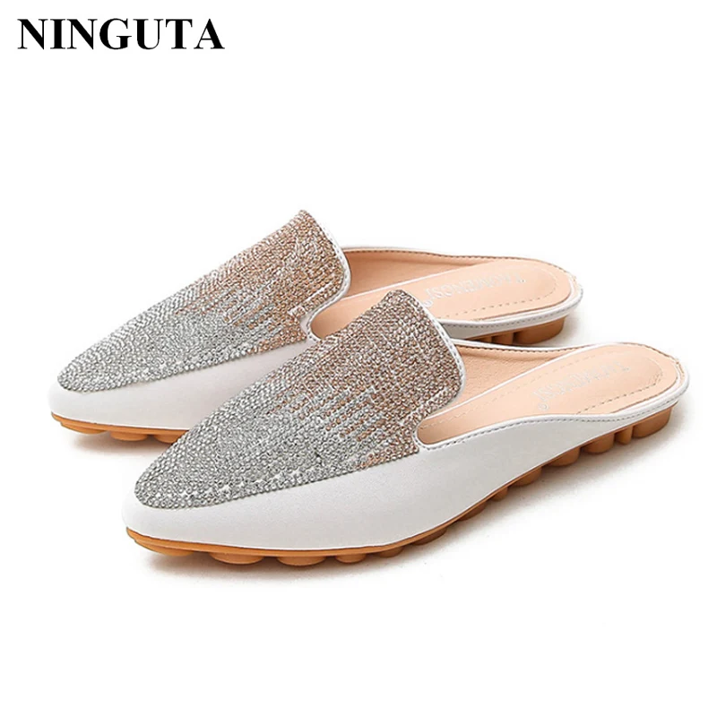 

Luxurious crystal woman flats for summer fashion ladies shoes