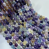 wholesale fluorites natural stone colorful round faceted cutting loose charm beads 16 strand 8mm size diy for jewelry making