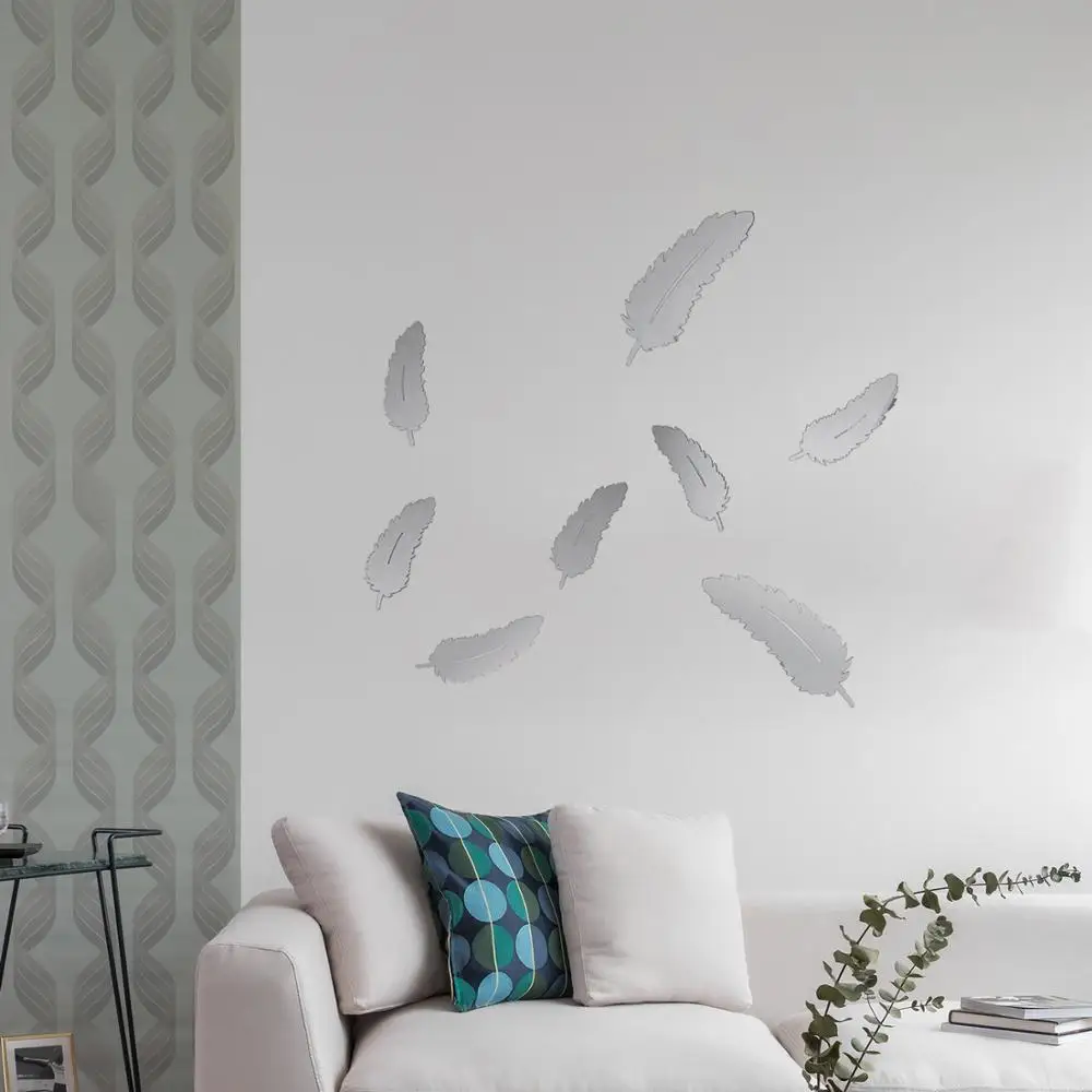 SOLEDI Креативные 3D зеркальные наклейки с перьями 8 шт. детский домашний декор на