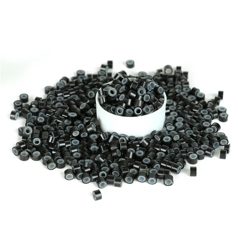 Micro Silicone Lined Link Rings For Feather Hair Extensions 1000 500 Pieces 5MM  Silicon Beads Hair Extension DIY Tools 6 Color