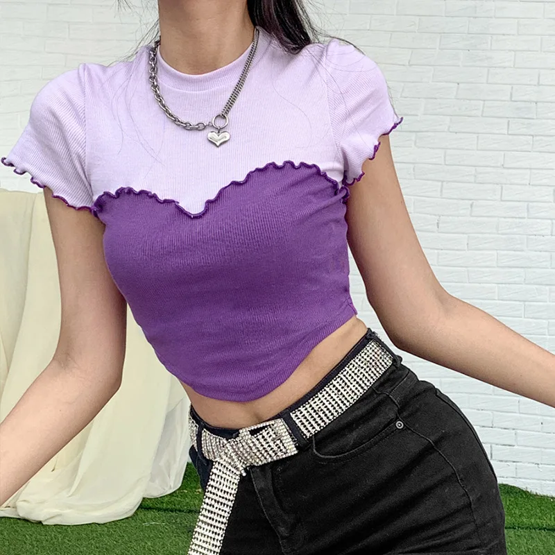 Женская футболка с круглым вырезом LVINMW повседневный короткий рукав оборками