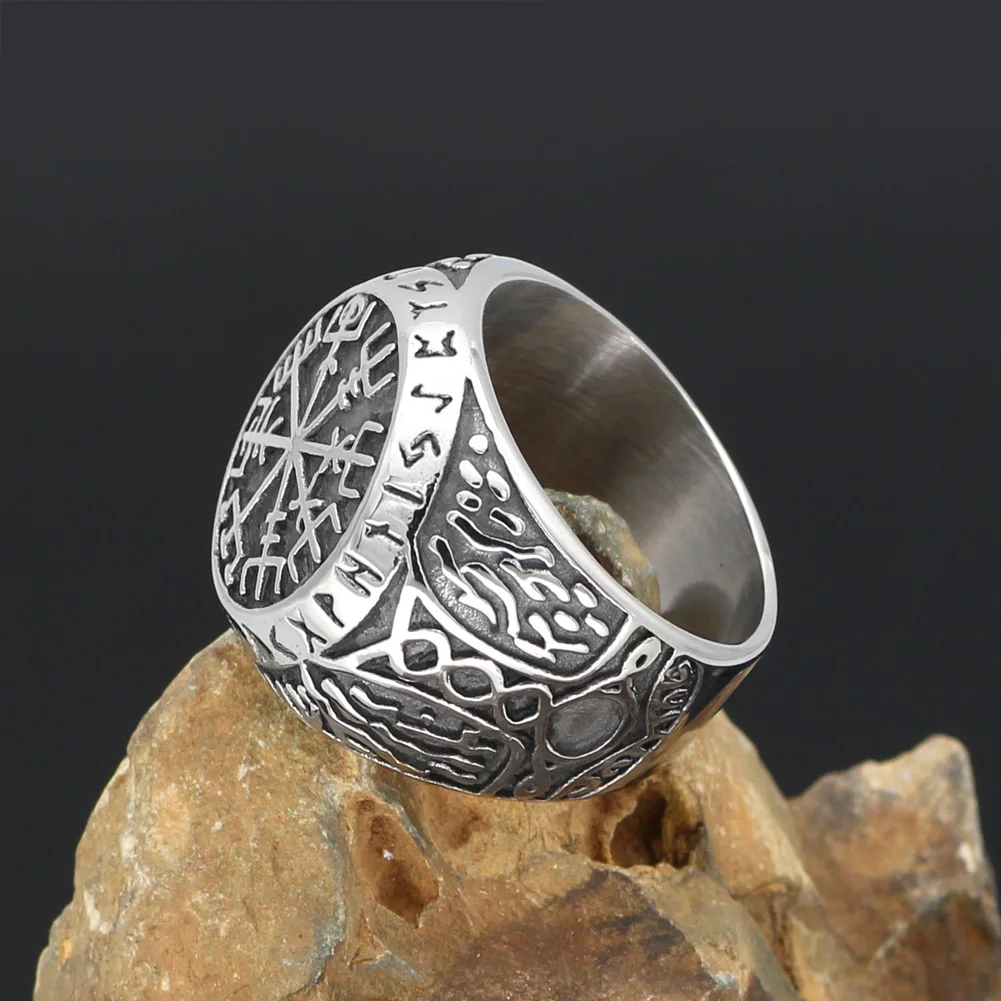 Скандинавский Викинг mjolnir valknut vegvisir Рунический амулет кольцо из нержавеющей