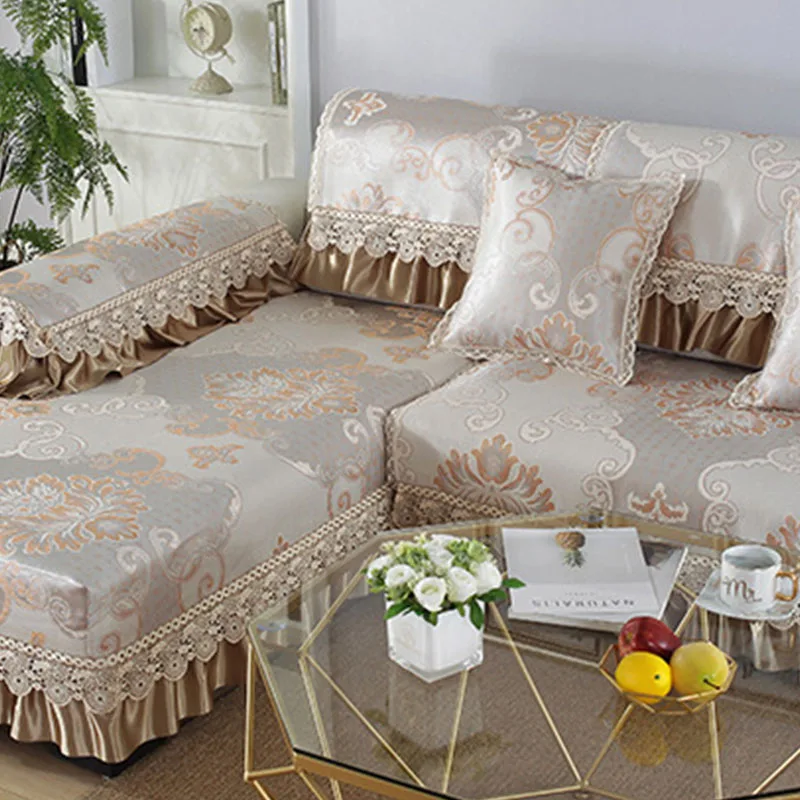 New Summer Ice Silk Sofa Cover Slipcovers All-inclusive Couch Case for Different Shape Loveseat Chair L-Style Towel | Дом и сад