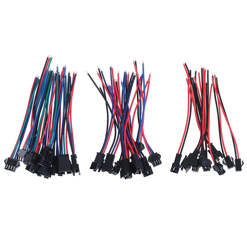 

5Pairs(10Pcs) SM 2Pin 3Pin 4Pin Male And Female LED Strip Wire Connector 20cm