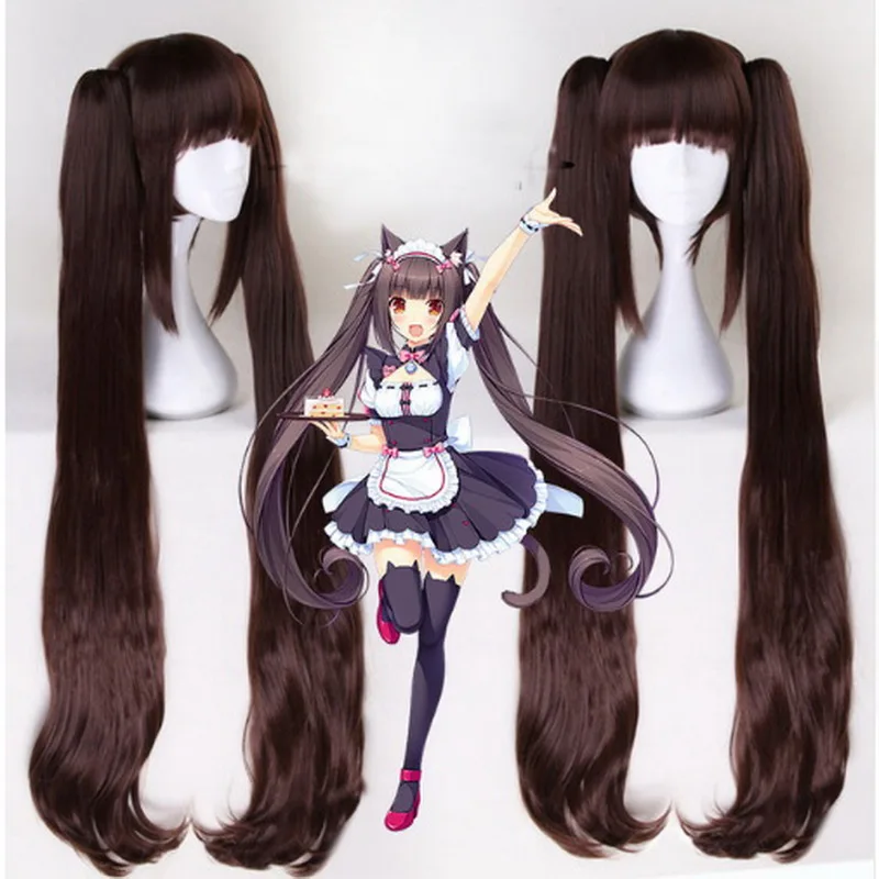 NEKOPARA Chocolat ванильный парик для косплея парики темно коричневого цвета прямые