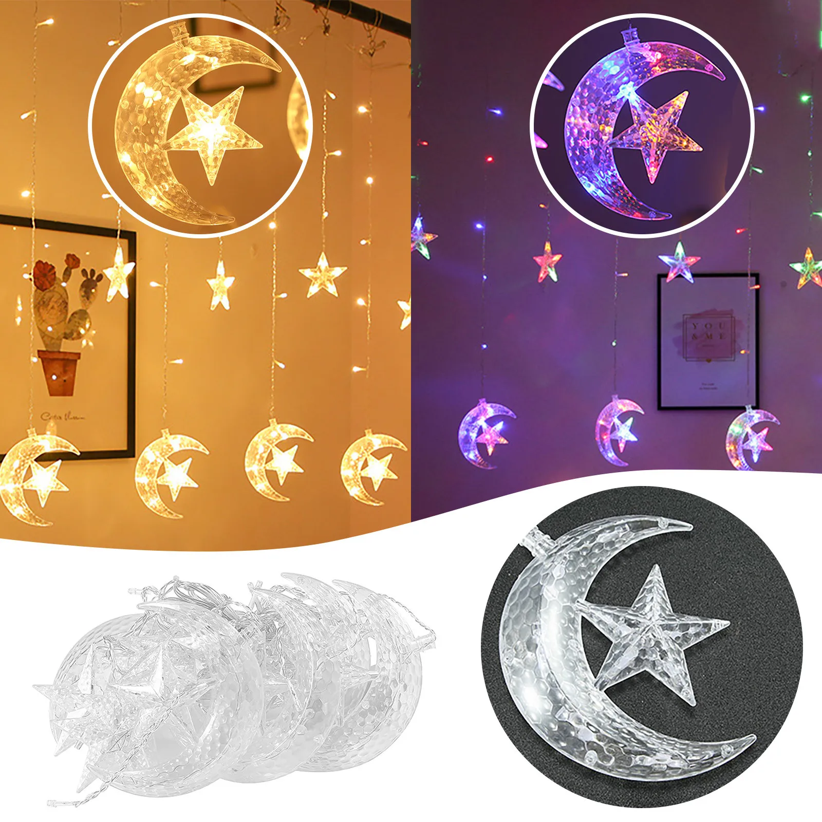 

Creative Moon Model Color Led Light String Ornaments Wedding Party Eid Al-Fitr Home Decor Scene Layout Props Housewarming Gifts