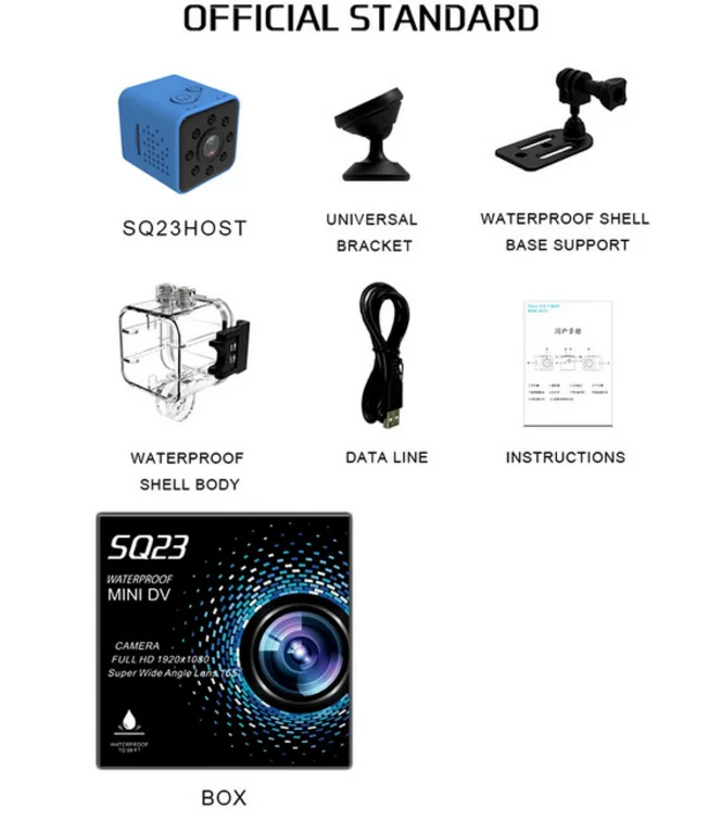 BLUE SQ23 Мини-камера, Wi-Fi, SQ13, SQ23, SQ11, Full HD, 1080 P, оригинальная спортивная видеокамера DV, 155, ночное видение, маленькая экшн-камера, видеокамера, DVR - Цвет: BLUE SQ23