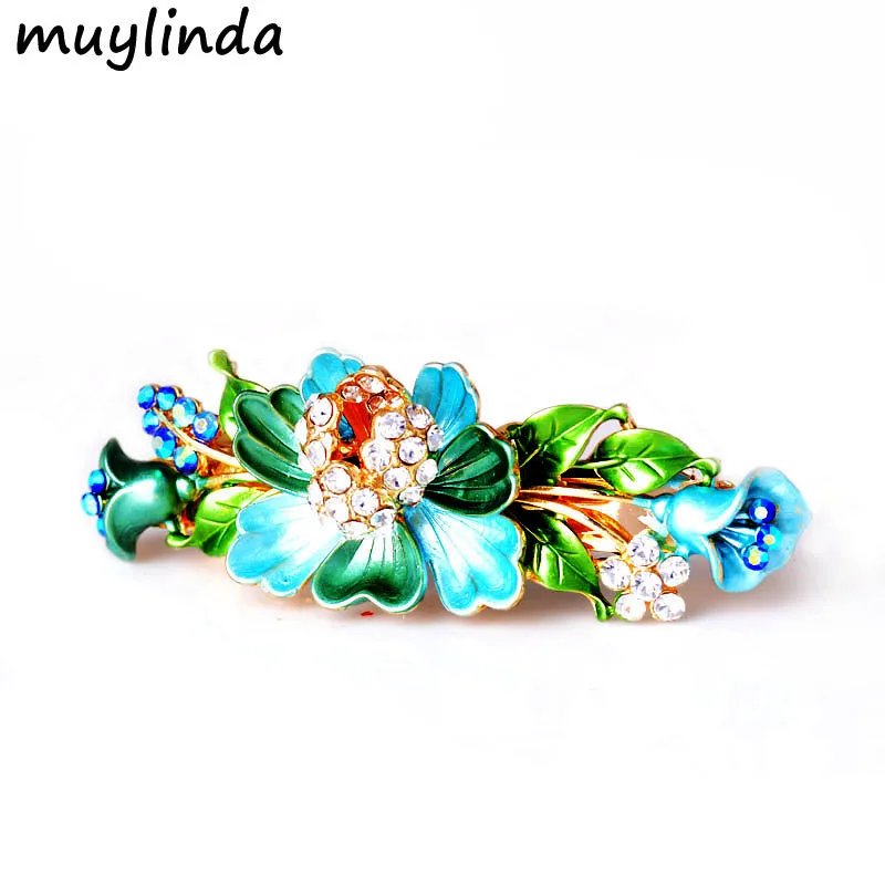 Muylinda эмаль цветок заколка для волос кристалл свадебные женские украшения