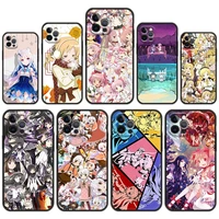 phone case for iphone 13 12 11 pro max xr x se xs 7 8 plus luxury iphone13 capa soft black cover anime puella magi madoka magica