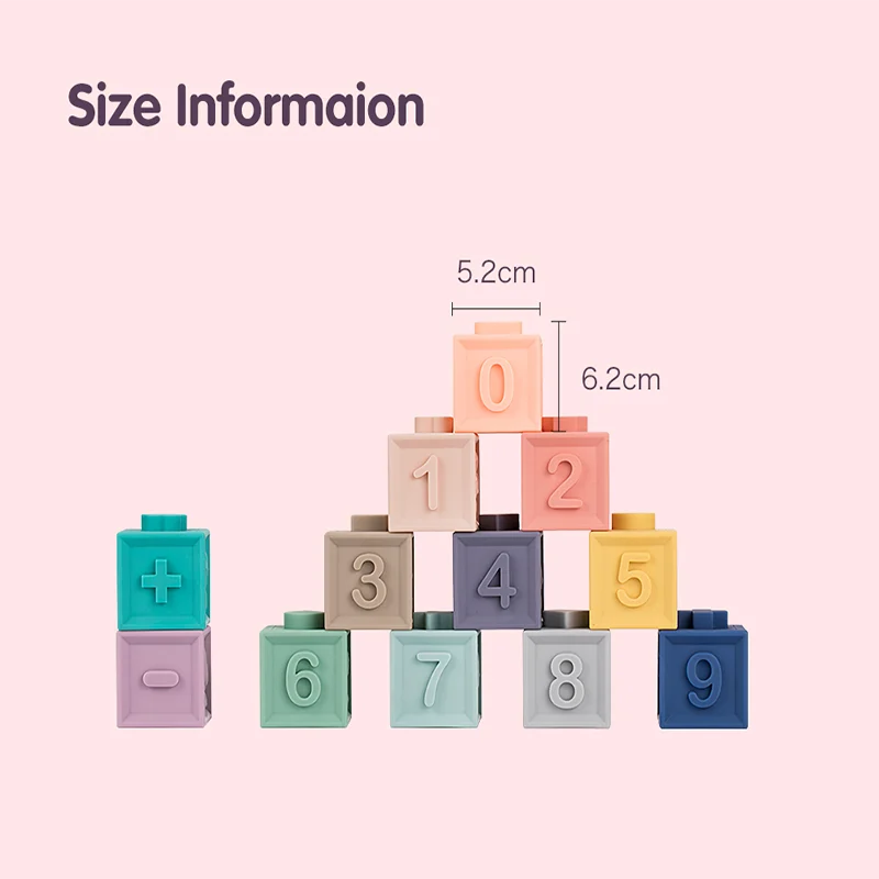 

12pcs/set Baby Grasp Toy Building Blocks Touch Hand Soft Balls Baby Massage Rubber Teethers Squeeze Toy Bath Ball Toys