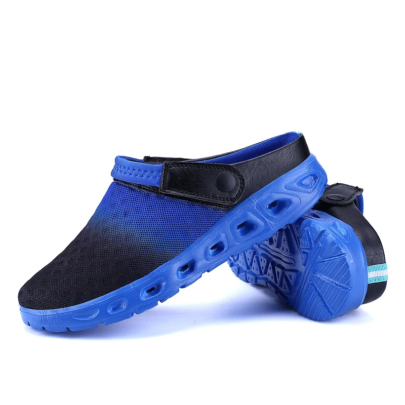 Сандалии мужские сетчатые дышащие пляжные шлепанцы легкая обувь без застежки