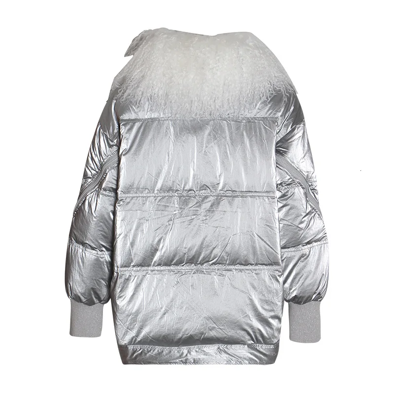 

In the spring of 2021 the new lapel Mao Liang sheep beach leisure loose single-breasted decorative fashion down jacket coat