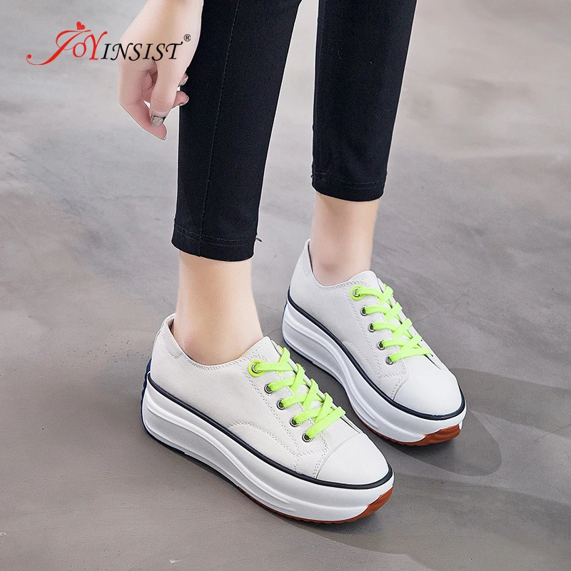 

Fashion Canvas Sneakers For Women Platform Sneakers Woman Wedge Casual Shoes Running Sport Shoes Low To Help Lace-Up Bottom