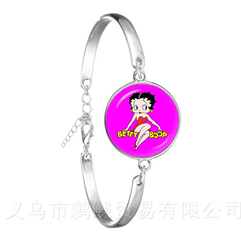 1 шт. 18 мм круглый стеклянный кабошон браслет Бетти боп ручной работы для женщин