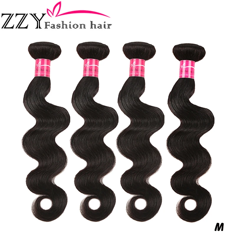 ZZY Fashion hair Brazilian Body Wave Hair Weave Bundles 4 Pcs/Lot non-remy Human Hair Bundle Extensions 8-40inch Natural Color