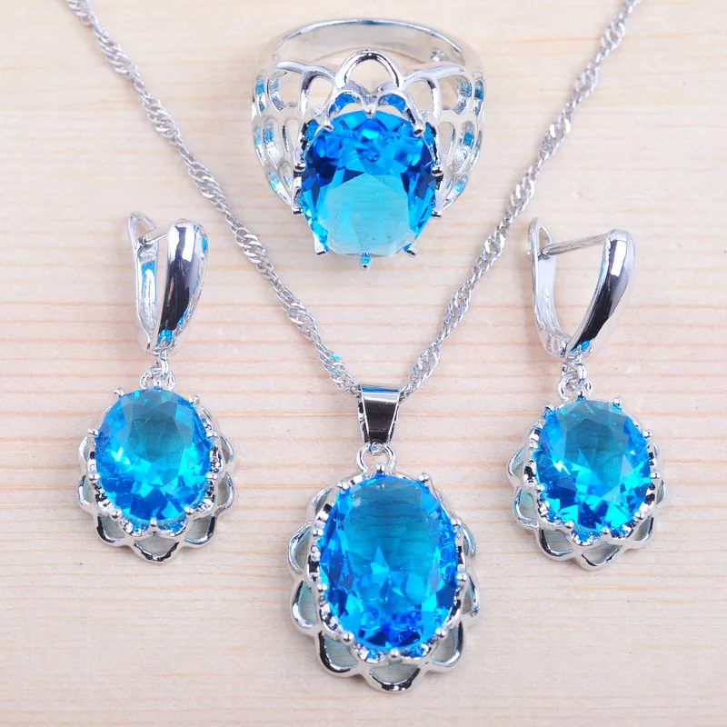 Женский комплект украшений серьги/Подвеска/ожерелье/кольца с уникальным небесно