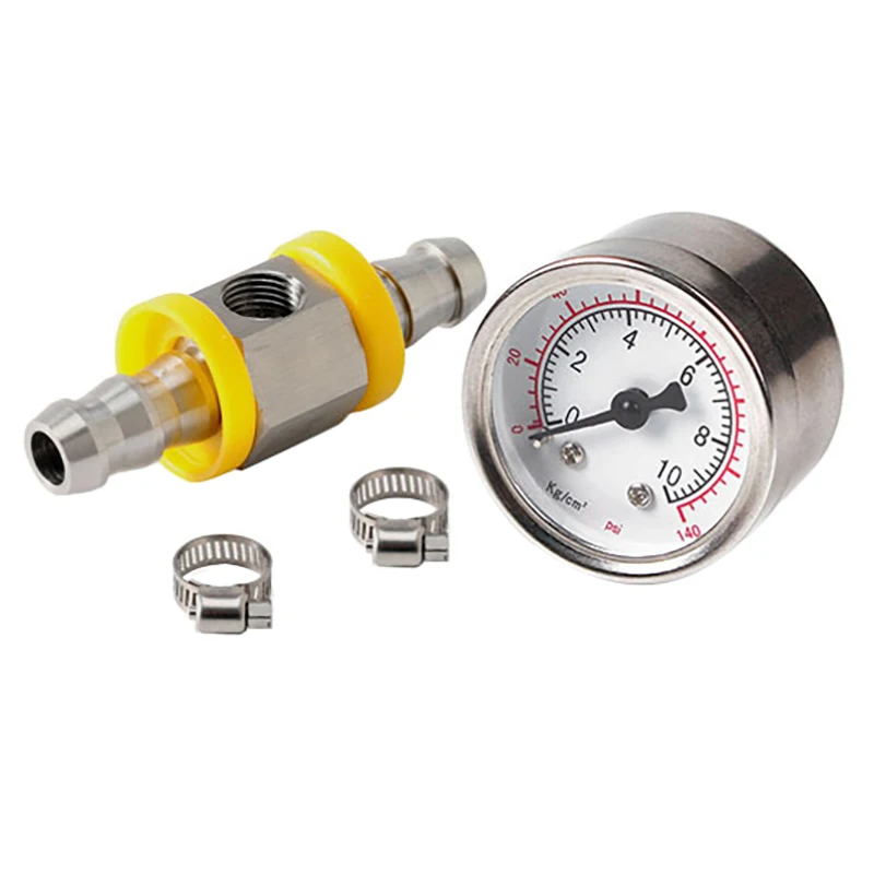 

Универсальный манометр для топлива 1/8 NPT(140 Psi) с 3,5-дюймовым манометром топливной линии, датчиком давления, Т-образным адаптером