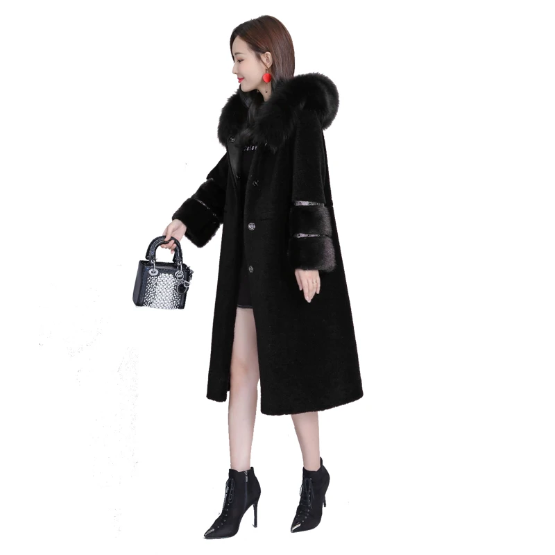 Стрижка овечьей шерсти Женская осенне зимняя новая куртка с капюшоном и