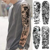 false hand shoulder tattoo sleeve body transfer tattoos dream dragon wolf anubis temporary waterproof snake tatto sleeve men