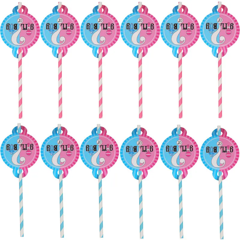 Straws 16pcs Пол раскрывает воздушный шар черный раскрыть девушка или мальчик письмо латексный шар с Конфетти День рождения воздушные шары детская игрушка в ванную Вечерние - Цвет: Straws 16pcs