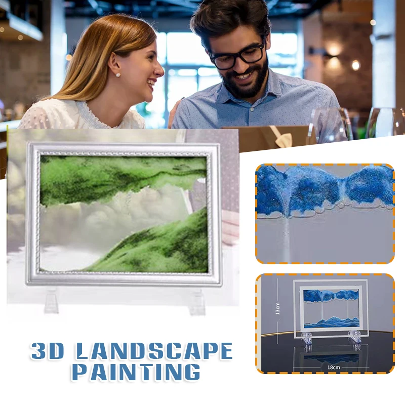 

HOT Moving Sand Art Picture 3D Effect Liquid Motion Glass Ornament Desktop Display Decor Gift for Friends