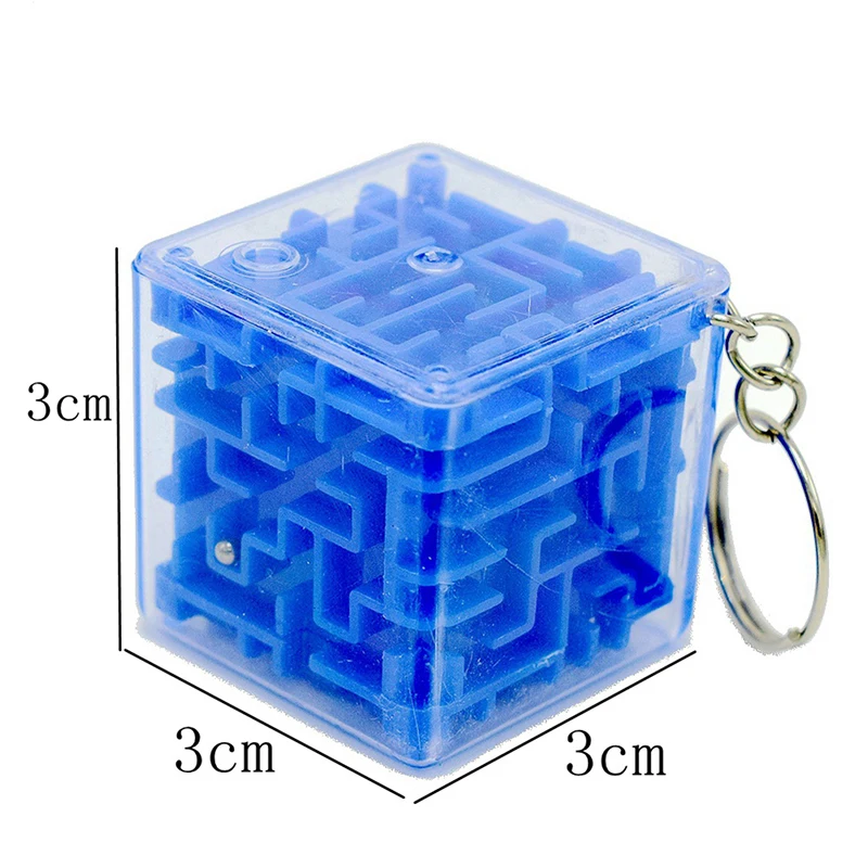 

1pcs Children's Puzzle Maze Cube 3CM Keychain Rotating Bead Maze Decompression Toy Keyring