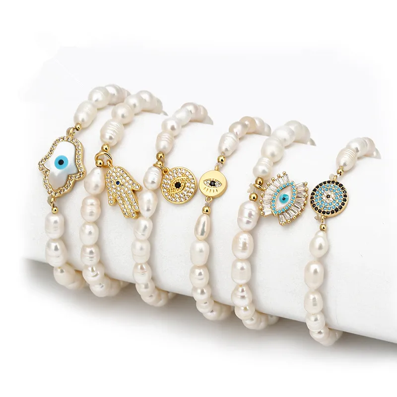 

New Product Trend Freshwater Pearl Bracelet Female Devil's Eye Bracelet Pearl Blue Eye Bracelet Hand Jewelry
