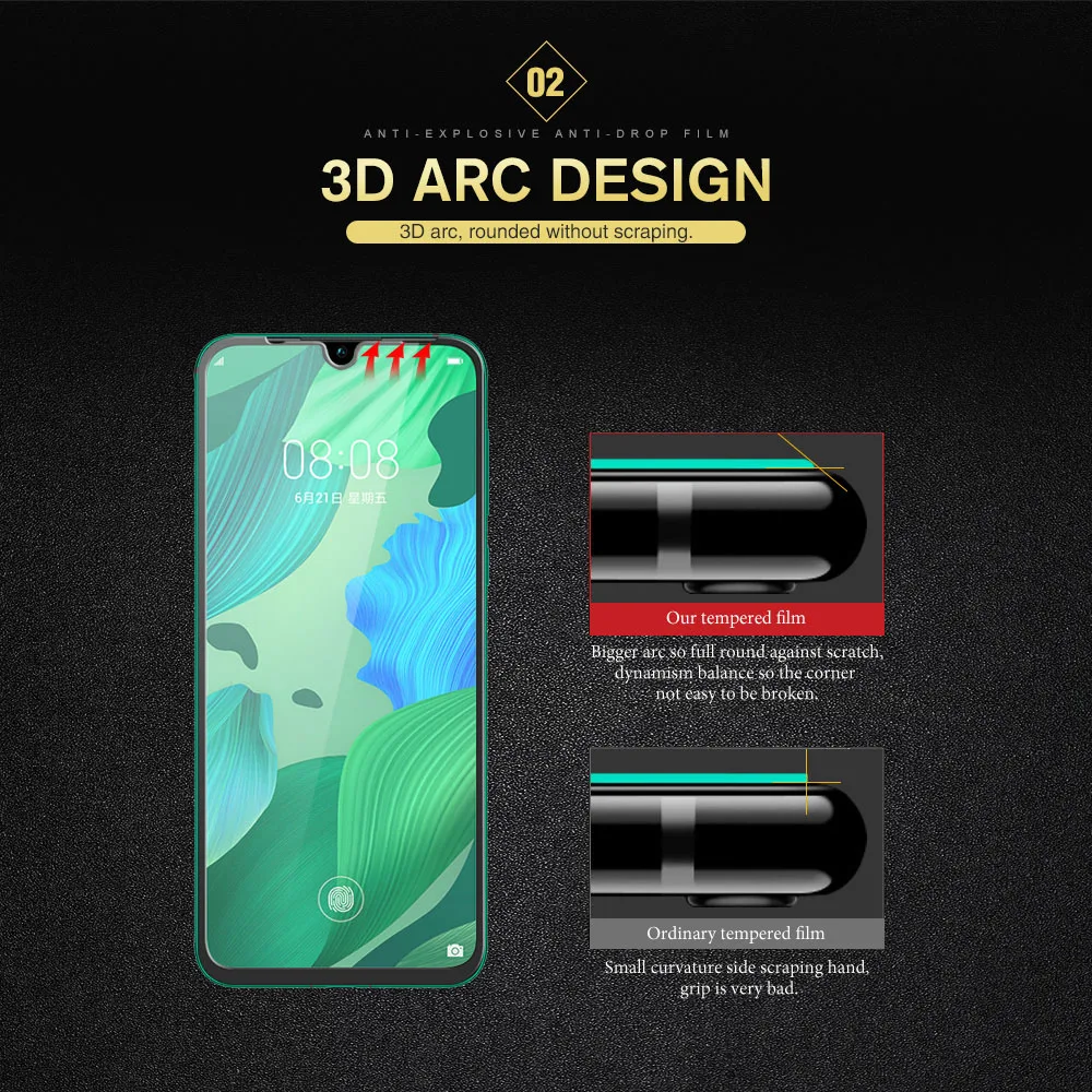 3D закаленное стекло для Huawei Y9 Y6 Prime Y7 2019 2018 P умная Защита экрана Honor 9X 8X Nova 5T 3