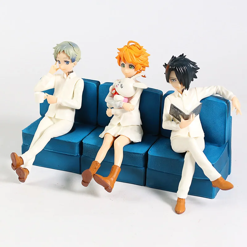 

Anime Promised Neverland Grace Field Orphan Emma Norman Ray on Sofa Figure Model Toys Child Gift