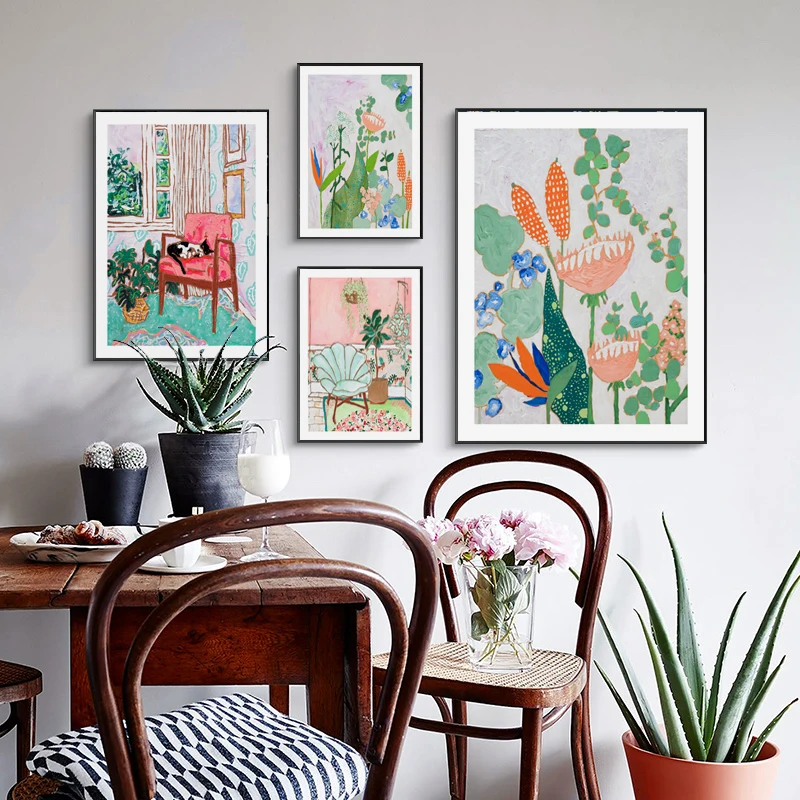 

Abstract Wall Art Green Courtyard Garden Plants Posters Prints Canvas Paintings Living Room Bedroom Corridor Decoratve Picture