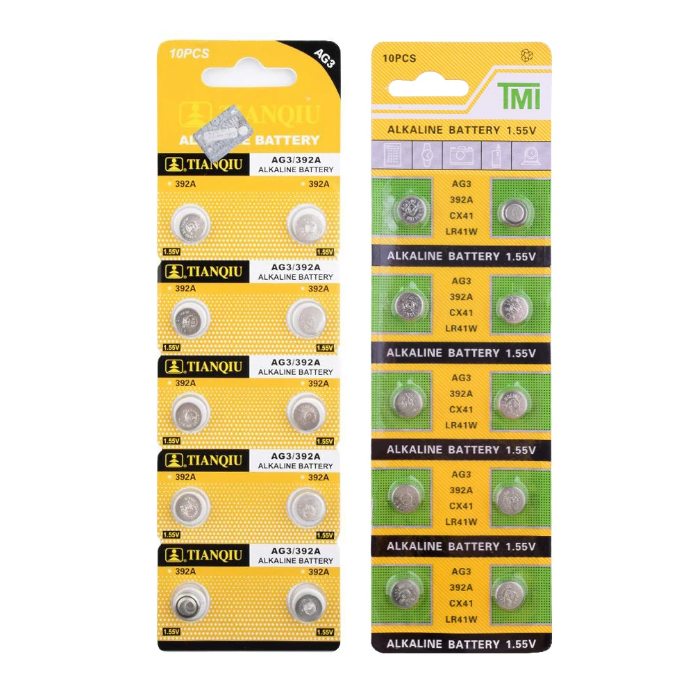 

10pcs/lot AG3 LR41 392 Button Batteries SR41 192 Cell Coin Alkaline Battery 1.55V L736 384 SR41SW CX41 For Watch Toys Remote