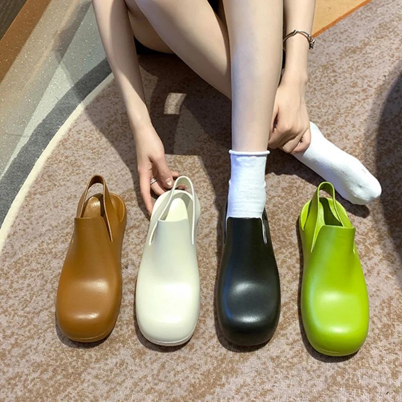 

2021 Women Rain Boots Jelly Shoes Flats Big Size Waterproof Non-slip Fashion New Ankle Boots